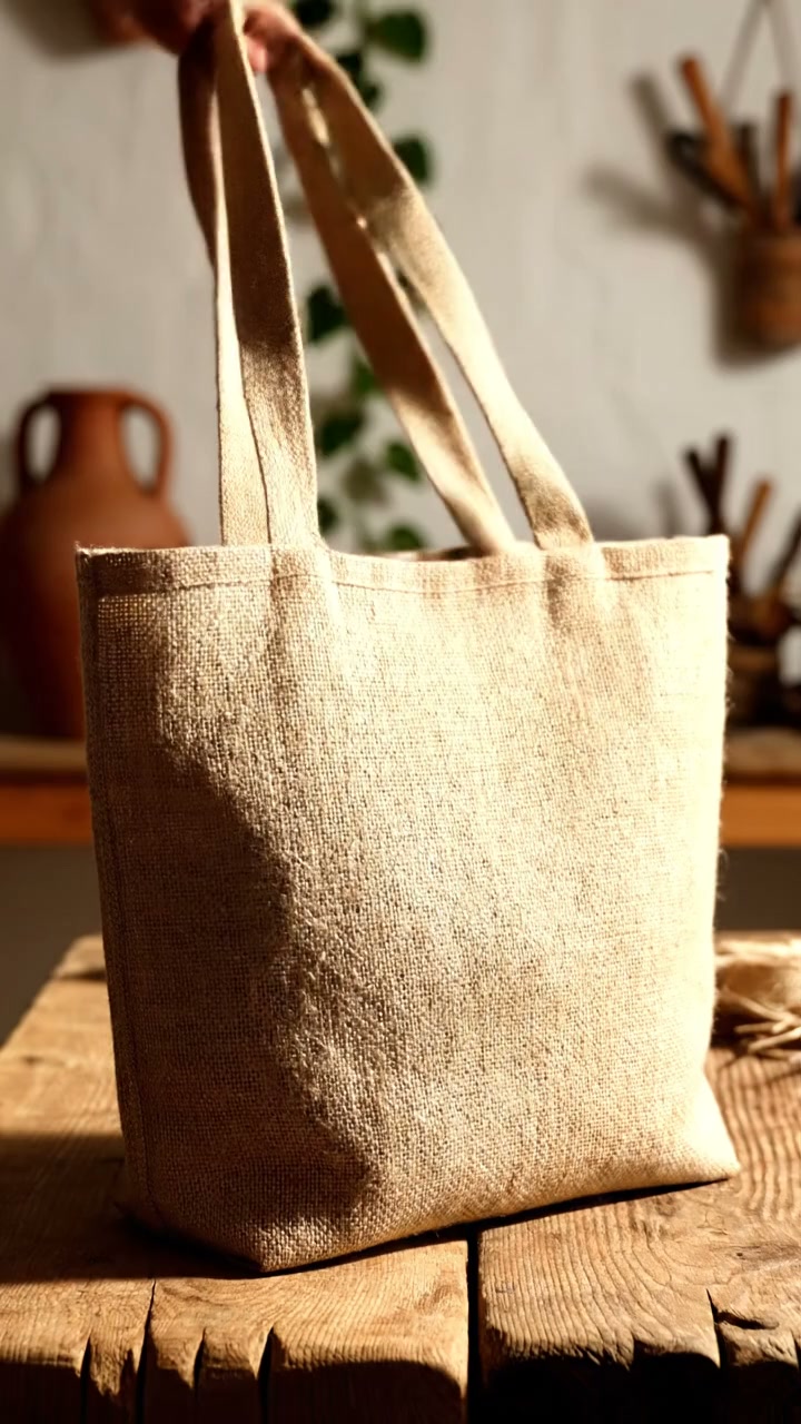 Klasik Natural Astarlı Kenevir Çanta
